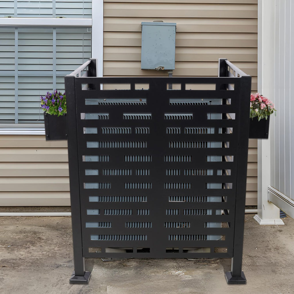3*3FT Air Conditioner Fence for Outdoor Units Metal Privacy Fence,Metal Privacy Screen with Planter Boxes,Outdoor Trash Can Fence