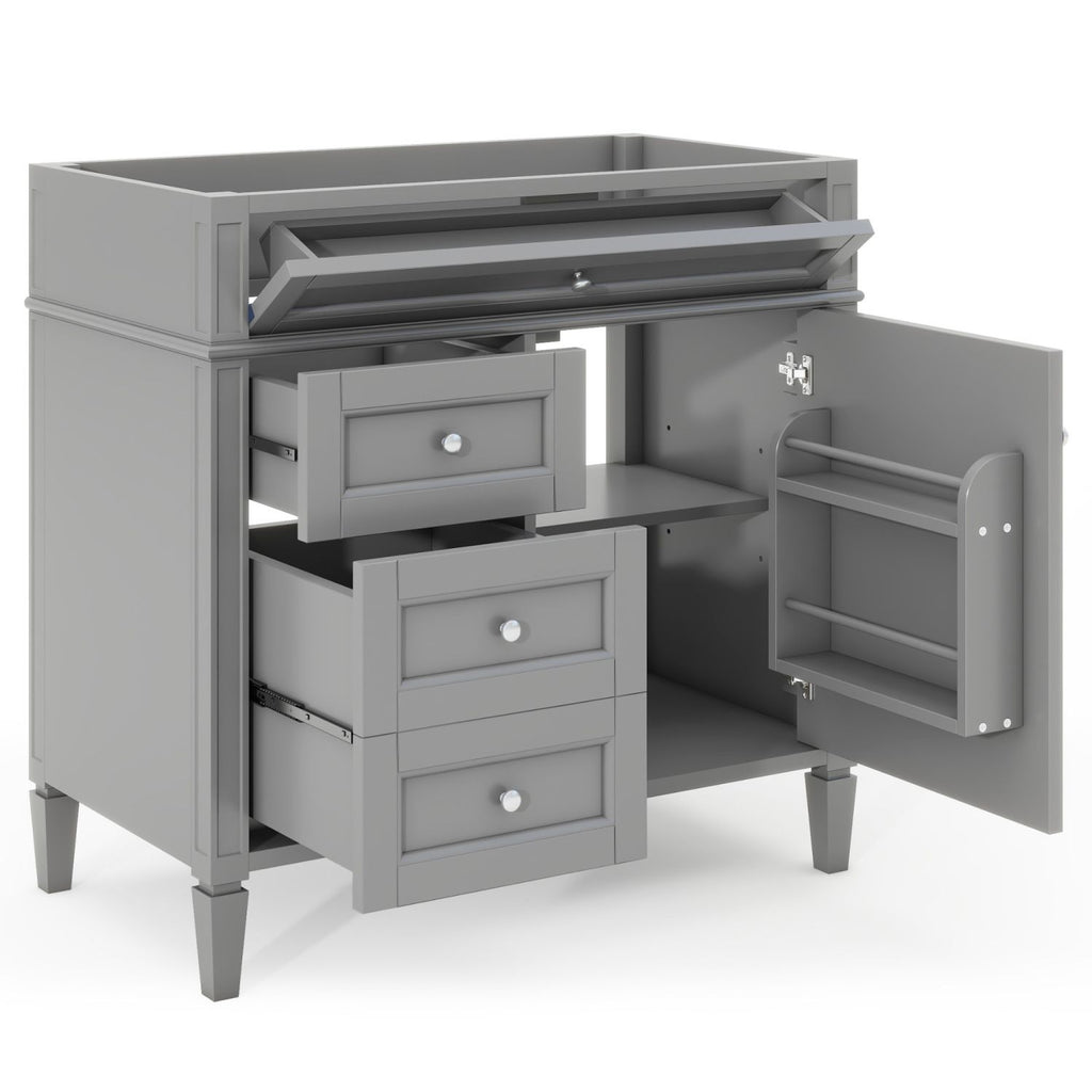 36'' Bathroom Vanity without Top Sink, Modern Bathroom Storage Cabinet with 2 Drawers and a Tip-out Drawer, Solid Wood Frame (NOT INCLUDE BASIN SINK; REPLACE WF315154AAE)
