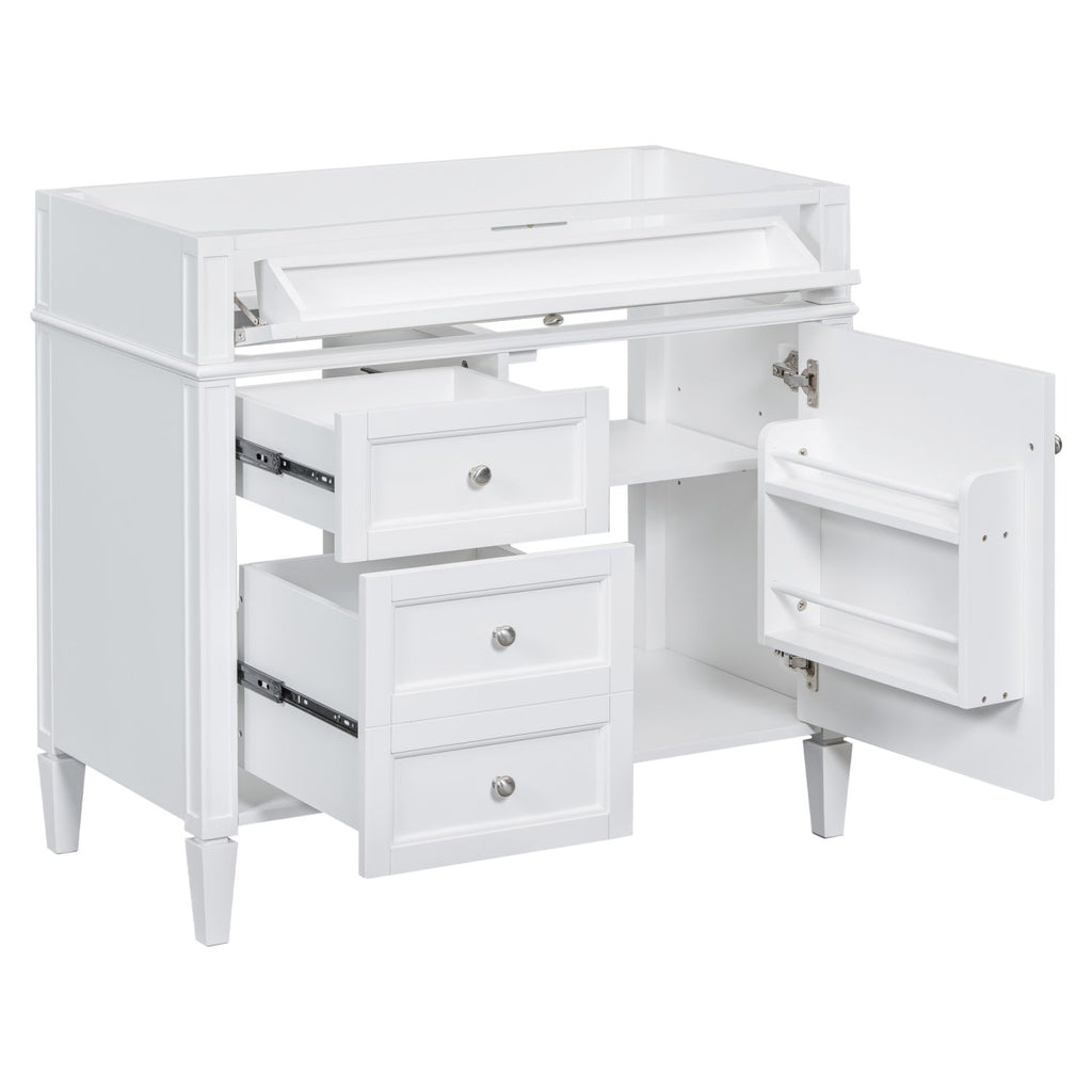 36'' Bathroom Vanity without Top Sink, Modern Bathroom Storage Cabinet with 2 Drawers and a Tip-out Drawer, Solid Wood Frame (NOT INCLUDE BASIN SINK; REPLACE WF315154AAK)