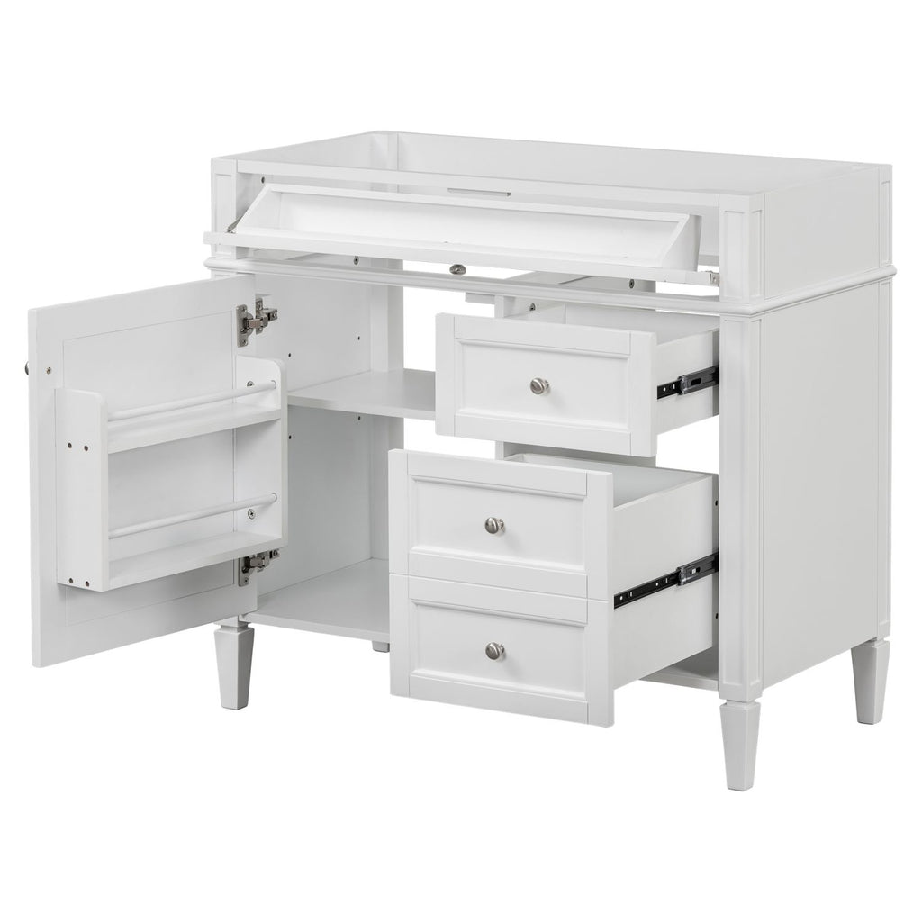 36'' Bathroom Vanity without Top Sink, Modern Bathroom Storage Cabinet with 2 Drawers and a Tip-out Drawer, Solid Wood Frame (NOT INCLUDE BASIN SINK)