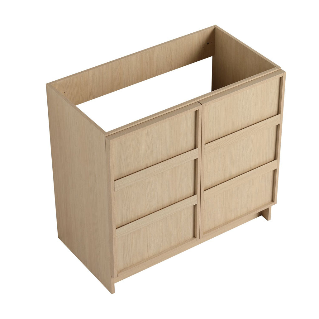 36" Freestanding Bathroom Vanity & 2 Soft-Close Cabinet Doors, Plywood, Dune Oak (KD-PACKING)-Excluding Sink