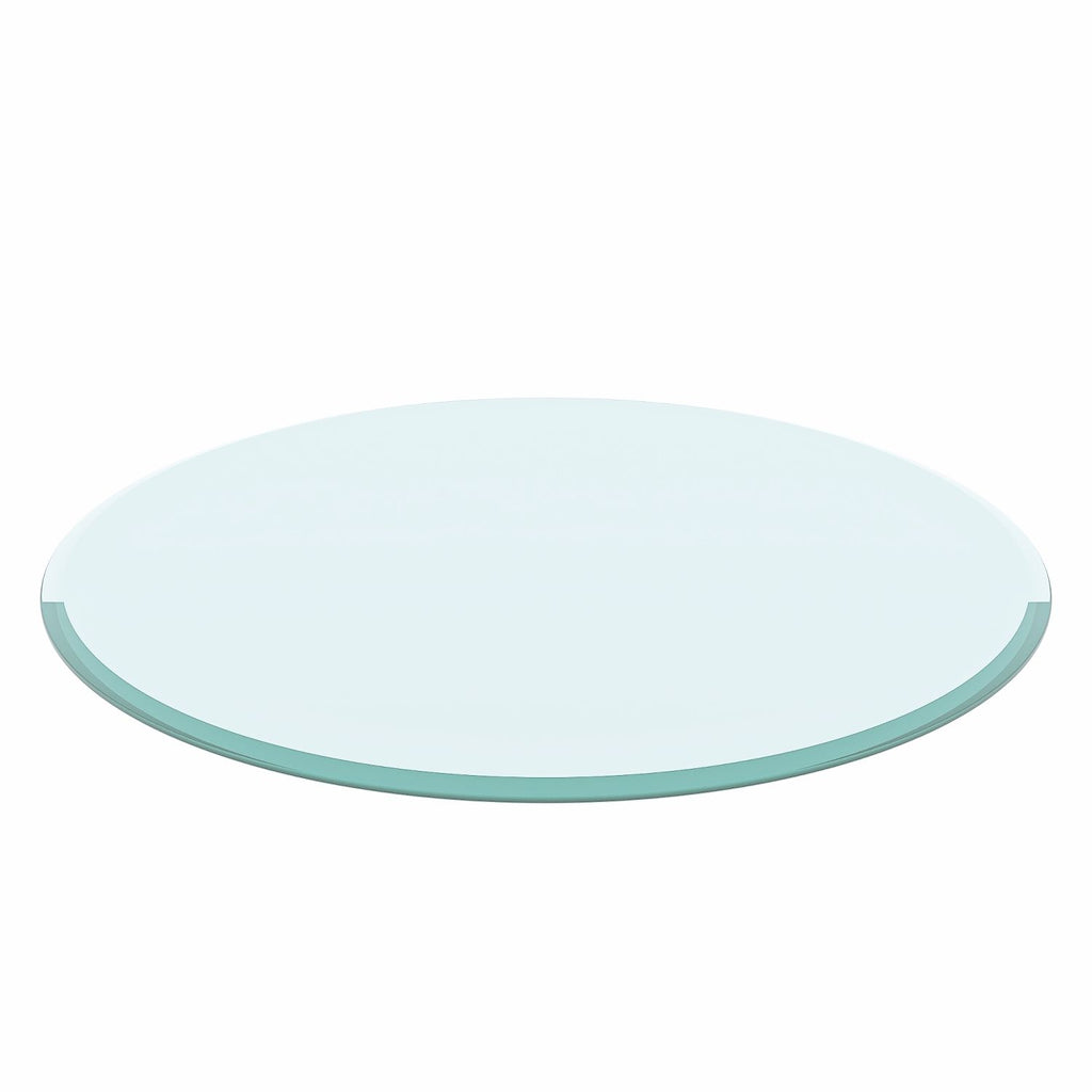 36" Inch Round Tempered Glass Table Top Clear Glass 1/2" Inch Thick Beveled Polished Edge (Old Sku:W126560362)