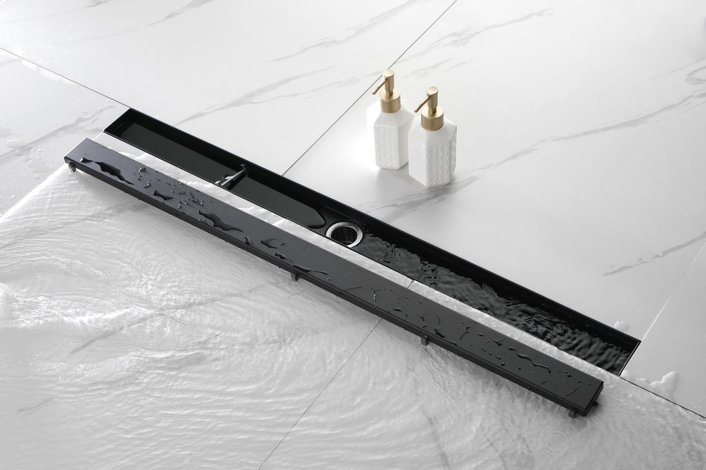 36 Inches Linear Shower Drain with Removable Cover, 304 Stainless Shower Drain Included Hair Strainer and Leveling Feet