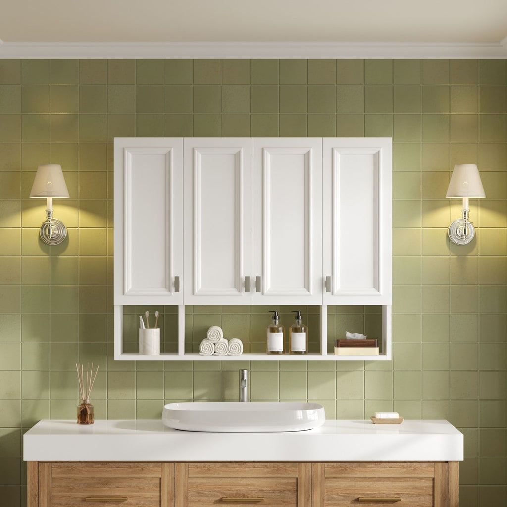 36" Modern Bathroom Cabinet with 3 Adjustable Shelves, Wall-Mounted Medicine Cabinet for Bathroom, Soft-Closing Hinges, Open Shelving Design