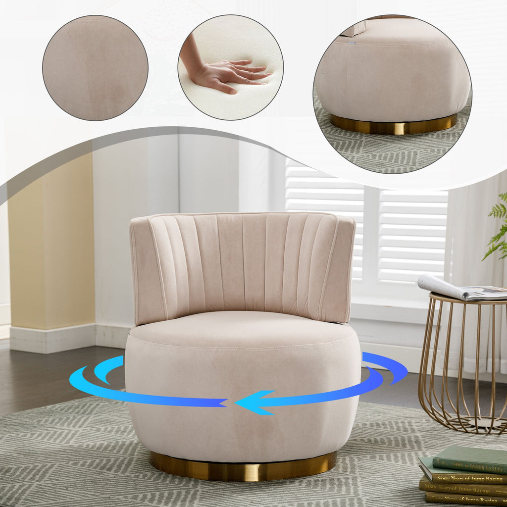 360 Degree Swivel Cuddle Barrel Accent Sofa Chairs, Round Armchairs with Wide Upholstered, Fluffy Velvet Fabric Chair for Living Room, Bedroom, Office, Waiting Rooms