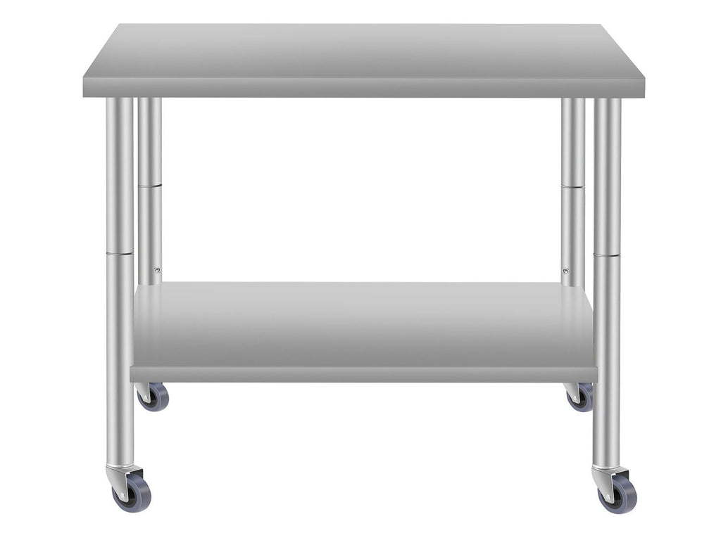 36''*24'' Commercial Work Table for Restaurant and Home Stainless Steel Kitchen Prep Table with Under Shelf and wheels