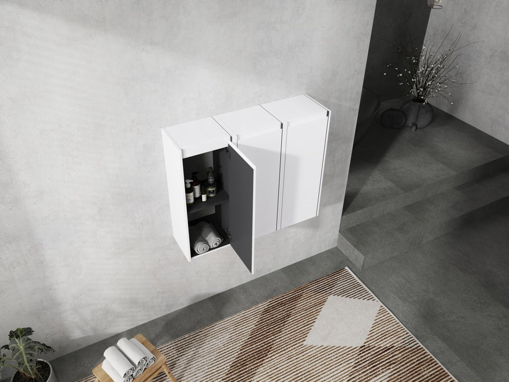 36"(35 7/16") Bathroom Side Cabinet, 3-Soft Close Doors, Float Mounting Design, 12*3 Combination(KD-Packing)