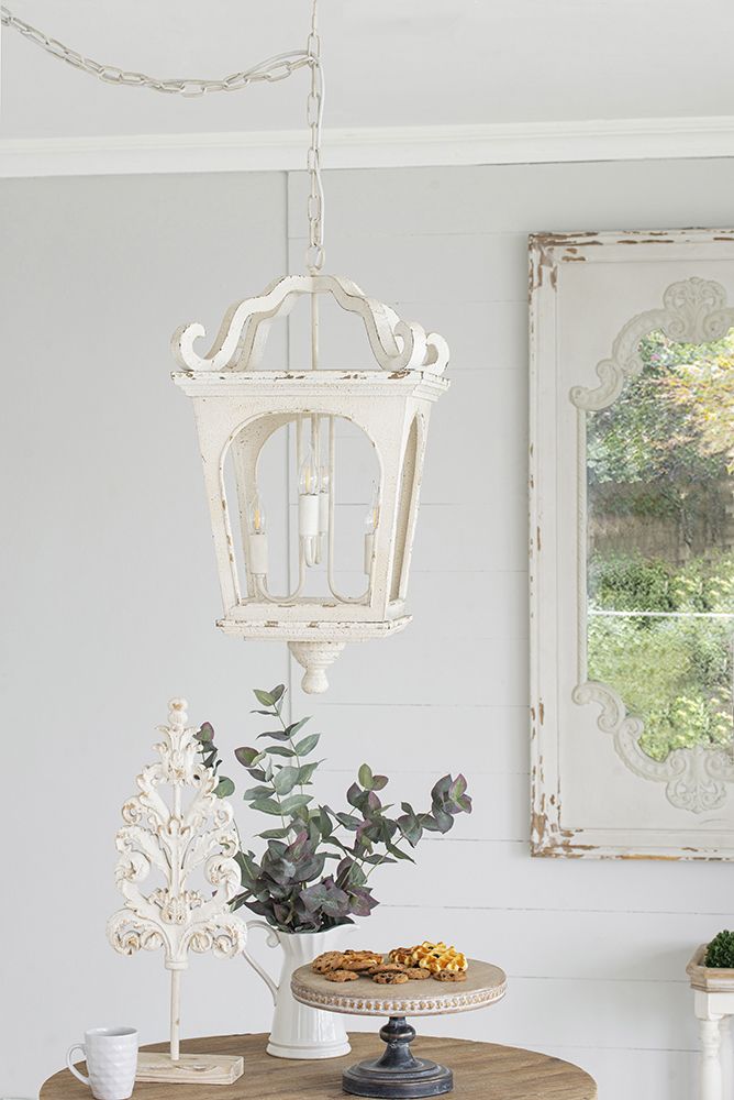 4 - Light Wood Chandelier, Hanging Light Fixture with Adjustable Chain for Kitchen Dining Room Foyer Entryway, Bulb Not Included