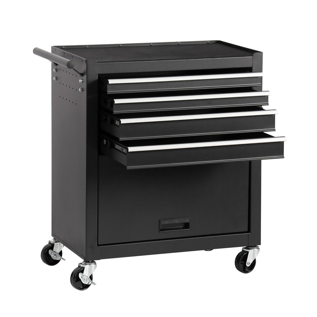 4-Drawer Rolling Tool Chest, Cabinet with 4 Wheels Tool Chest with Drawers, Suitable for Garages, Warehouses, Workshops, Repair Shops, Black