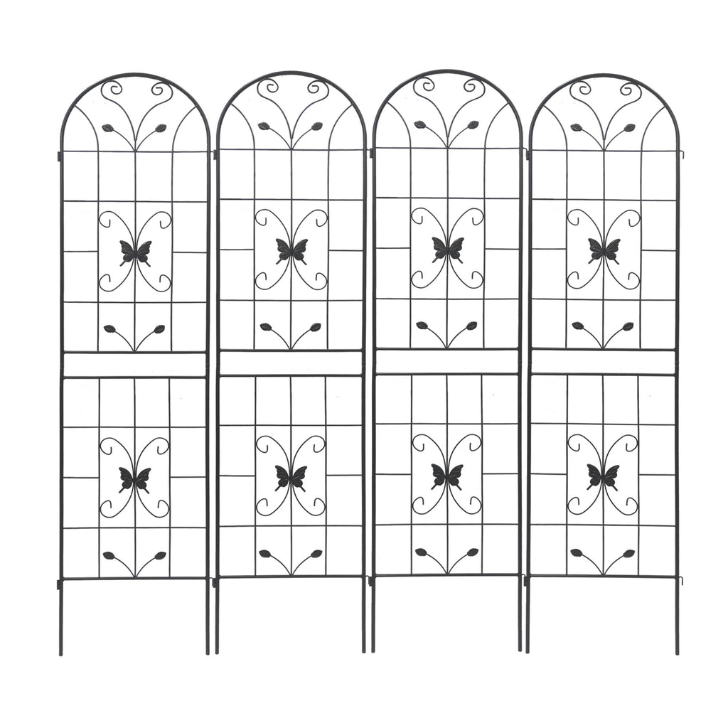 4 Pack Metal Garden Trellis 86.7" x 19.7" Rustproof Trellis for Climbing Plants Outdoor Flower Support Black