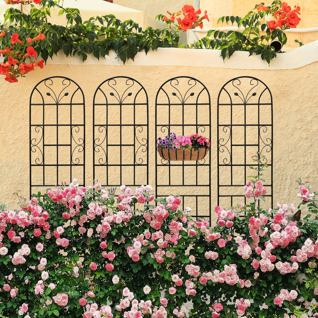 4 Pack Metal Garden Trellis 86.7" x 19.7" Rustproof Trellis for Climbing Plants Outdoor Flower Support Black