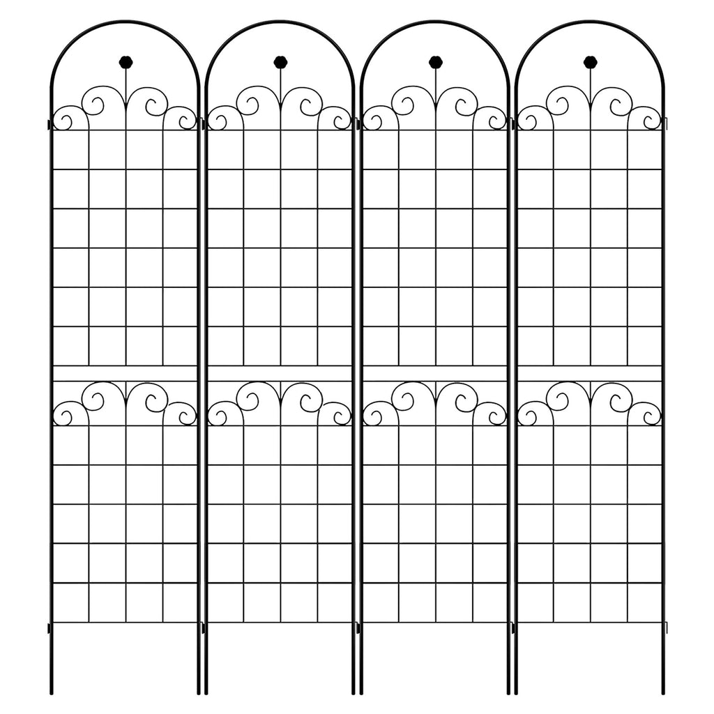 4 Pack Metal Garden Trellis for Climbing Plants Outdoor 86.7'' x 19.7'' Rustproof Plant Support Rose Trellis Netting Trellis Black