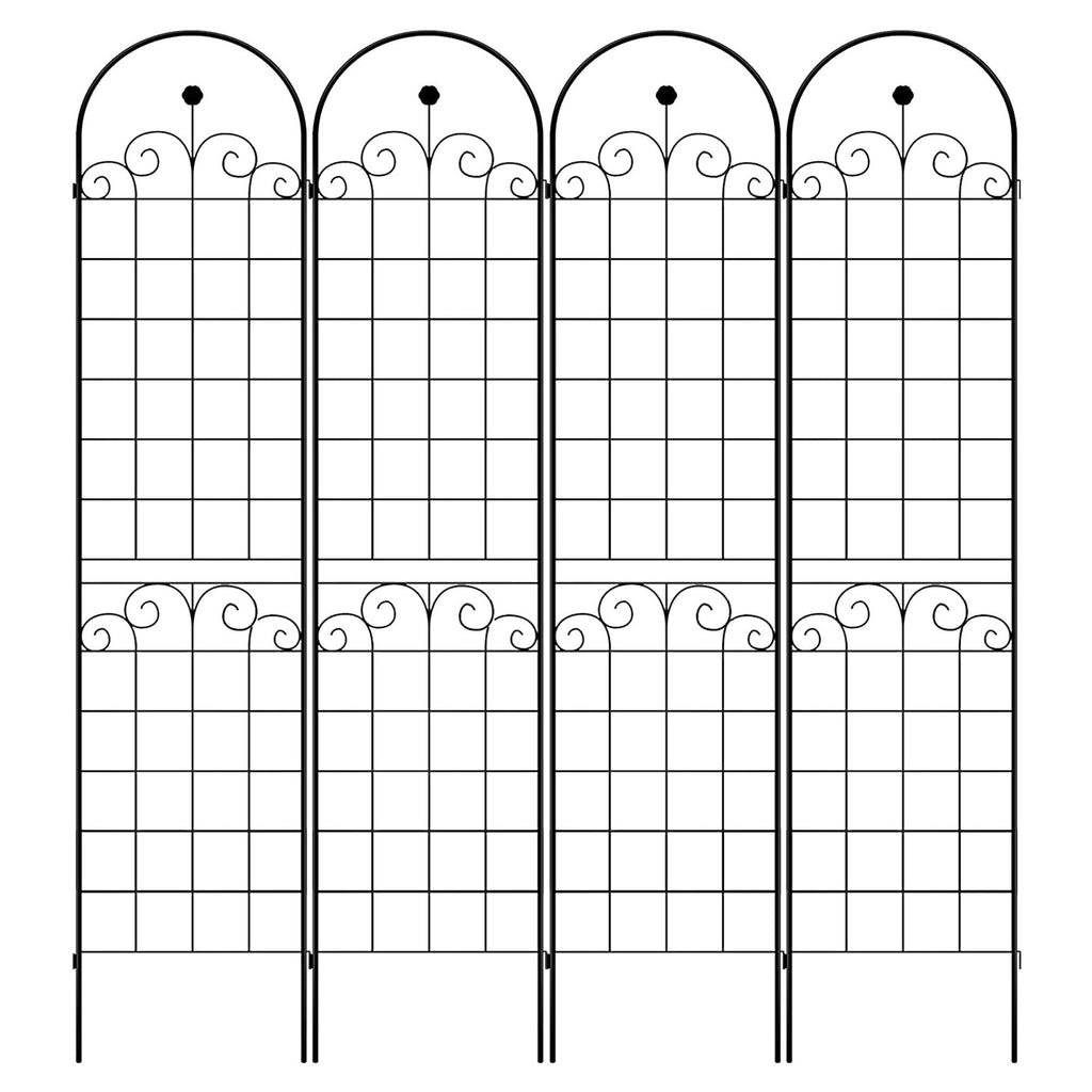 4 Pack Metal Garden Trellis for Climbing Plants Outdoor 86.7'' x 19.7'' Rustproof Plant Support Rose Trellis Netting Trellis Black