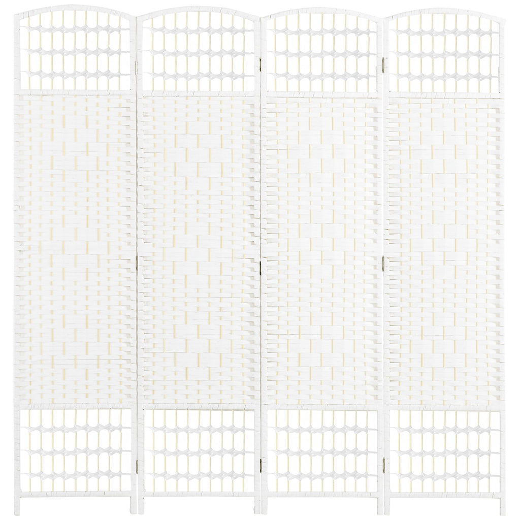 4 Panel Room Divider, Folding Privacy Screen, 5.6' Room Separator, Wave Fiber Freestanding Partition Wall Divider for Rooms, Home, Office, White