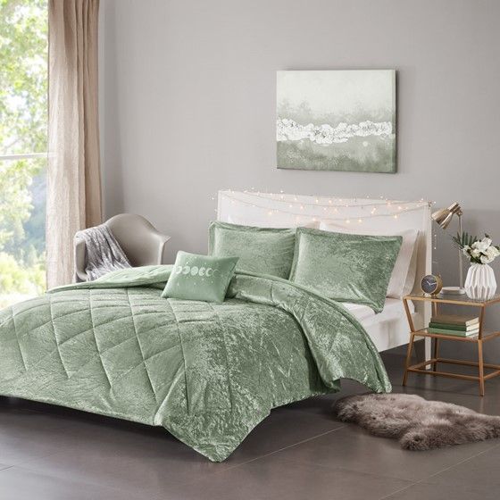 4 Pcs Velvet Comforter Set with Throw Pillow(Twin/Twin XL)