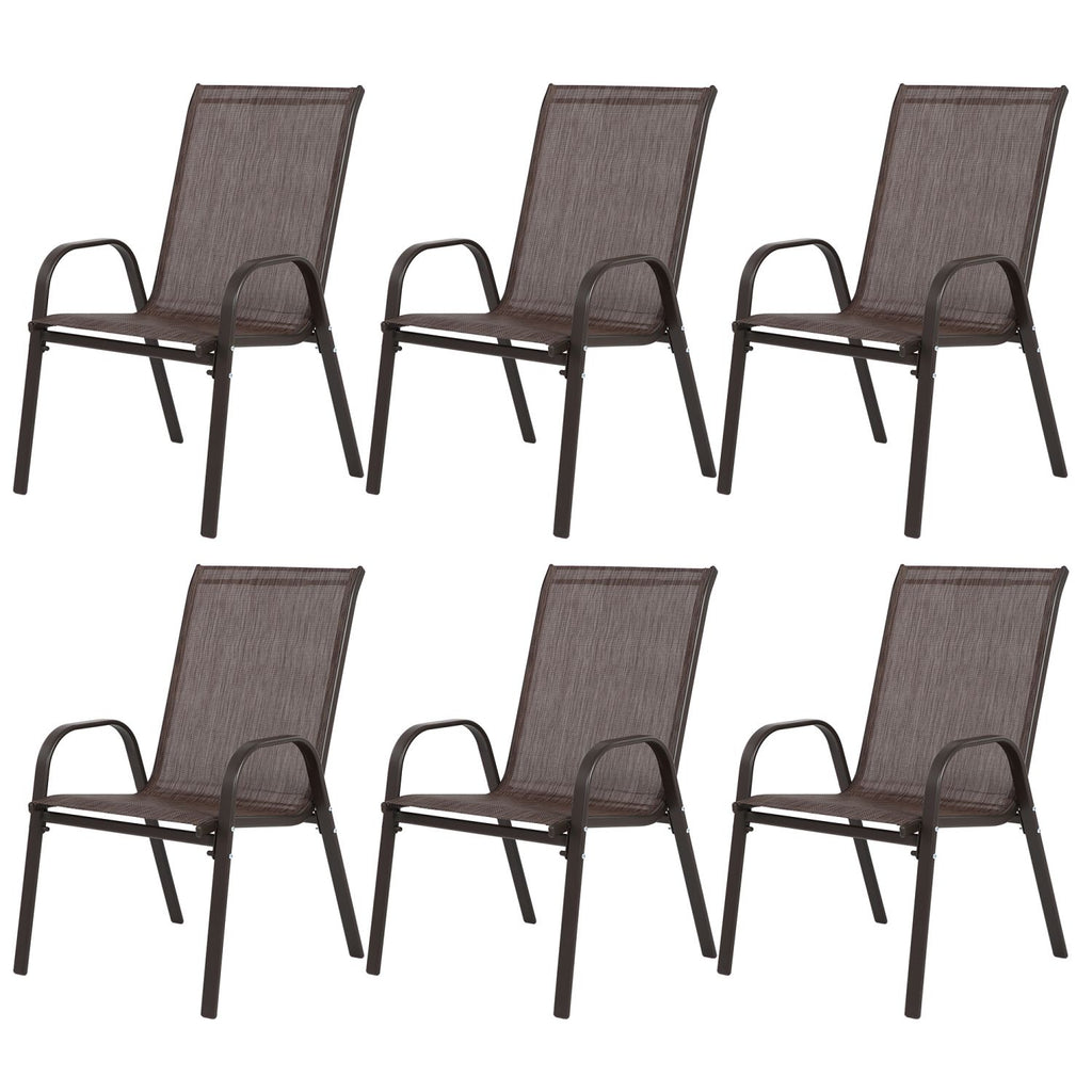 4 Piece Patio Chairs, Outdoor Camping Chairs with Breathable Textilene Fabric, Set of 2 Garden Chairs with Armrest High Backrest for Garden Patio Pool Beach Yard Space Saving ( Brown)