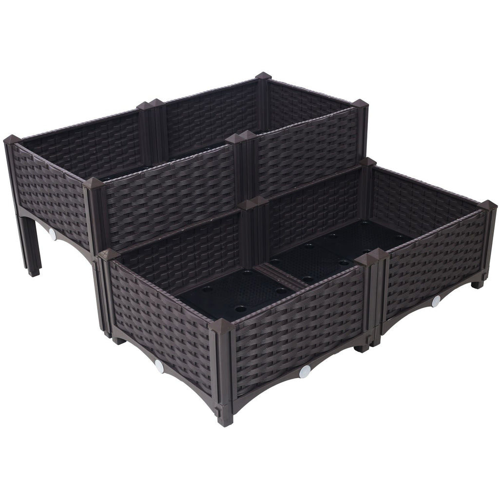 4 Piece Raised Garden Bed with Legs, Self-Watering Planter Box Raised Bed to Grow Flowers, Herbs & Vegetables, Brown