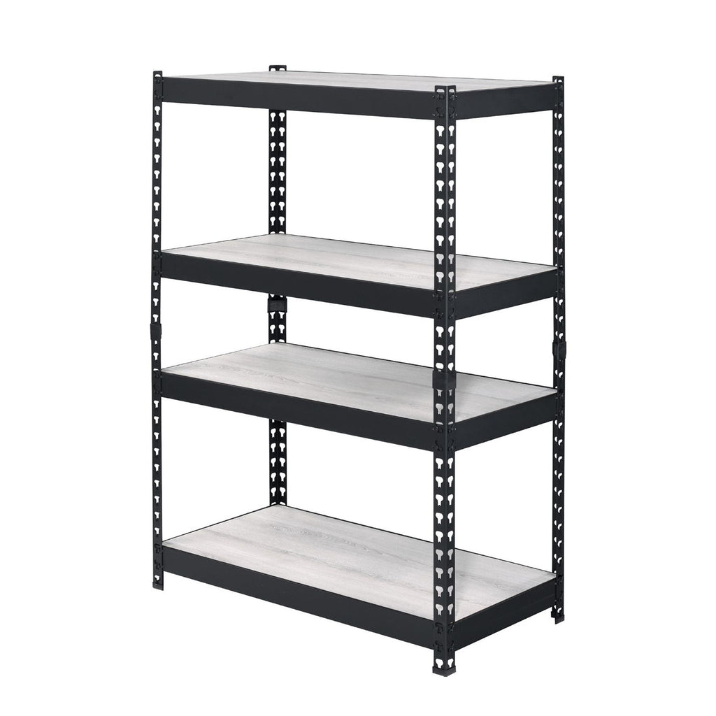 4 Tier Rectangular Bookcase with Adjustable Shelves, Natural and Black