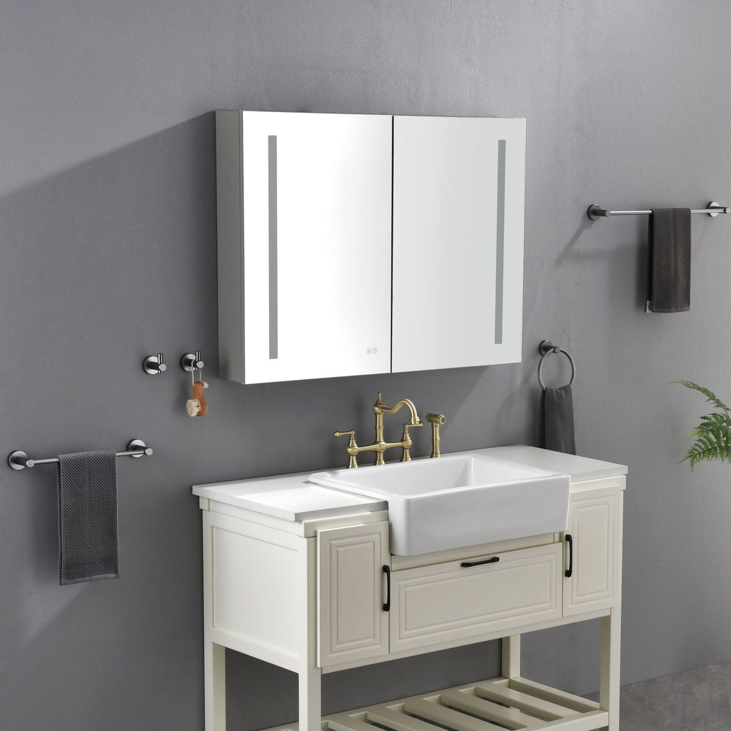 40in. W x 30 in. H LED Large Rectangular Aluminum Alloy Surface Mount Medicine Cabinet with Mirror