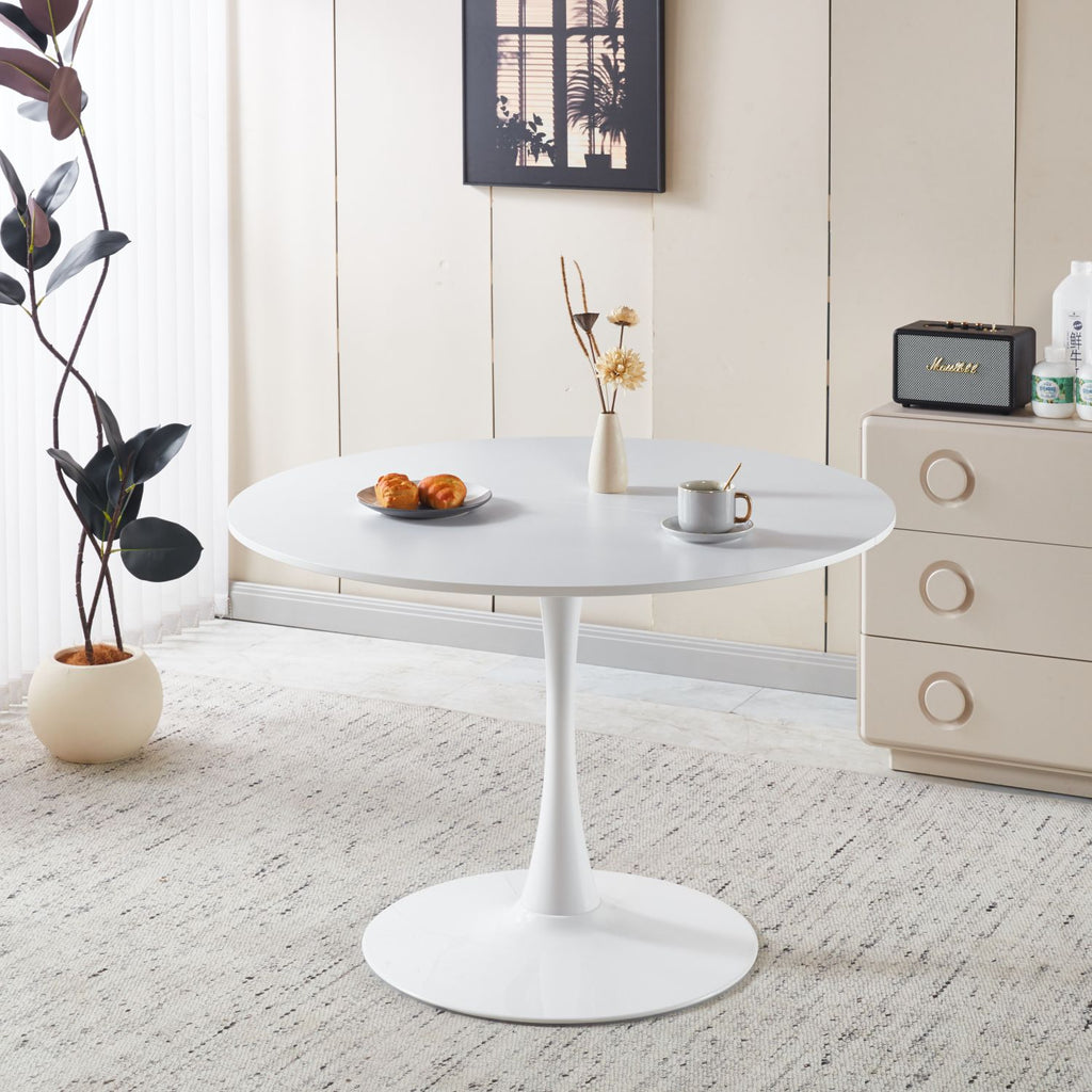 42.1"white COLOR TOP Tulip Table Mid-century Dining Table for 4-6 people With Round Mdf Table Top, Pedestal Dining Table, End Table Leisure Coffee Table