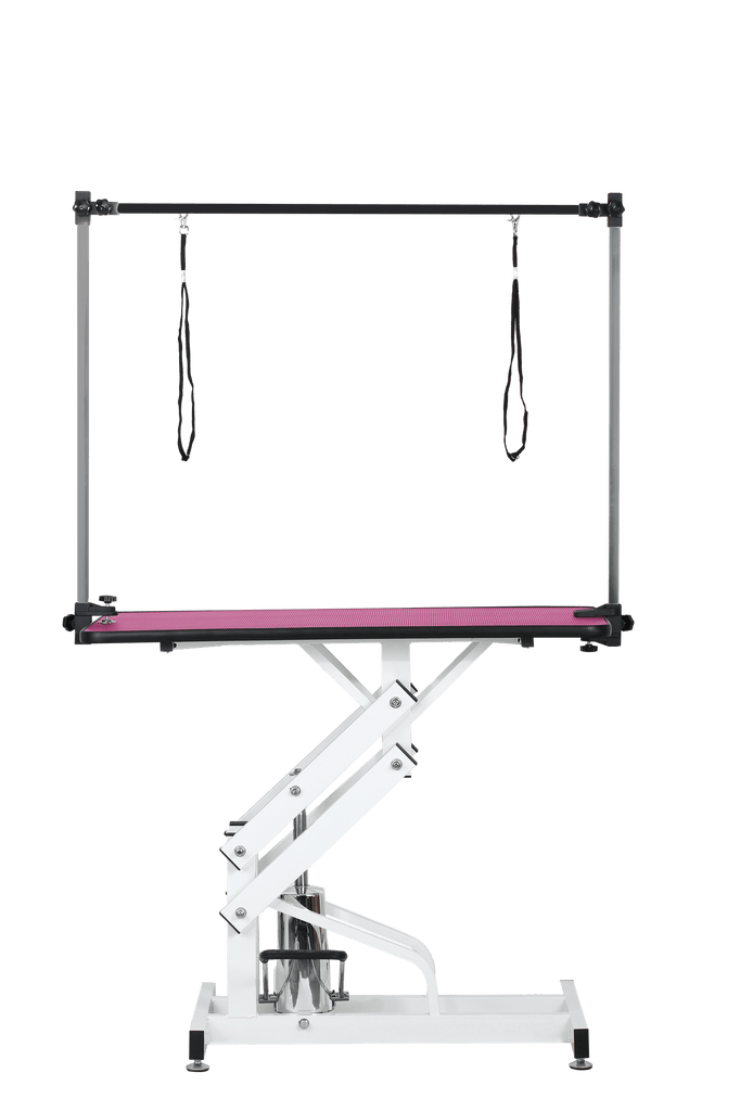 42.5INCH HYDRAULIC PET GROOMING TABLE WITH "H" ARM PINK