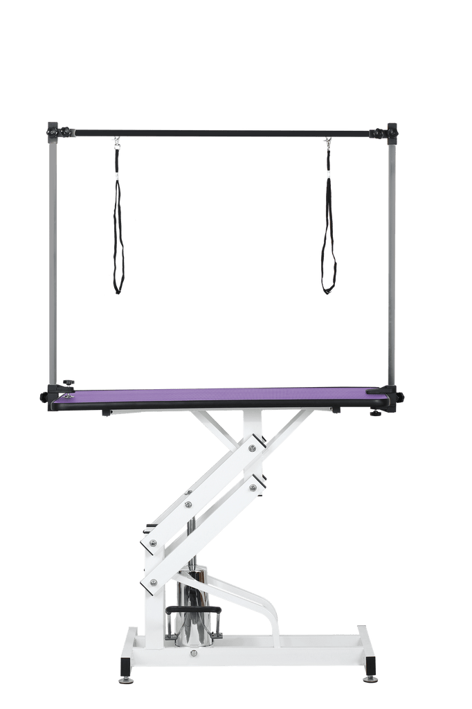 42.5INCH HYDRAULIC PET GROOMING TABLE WITH "H" ARM PURPLE