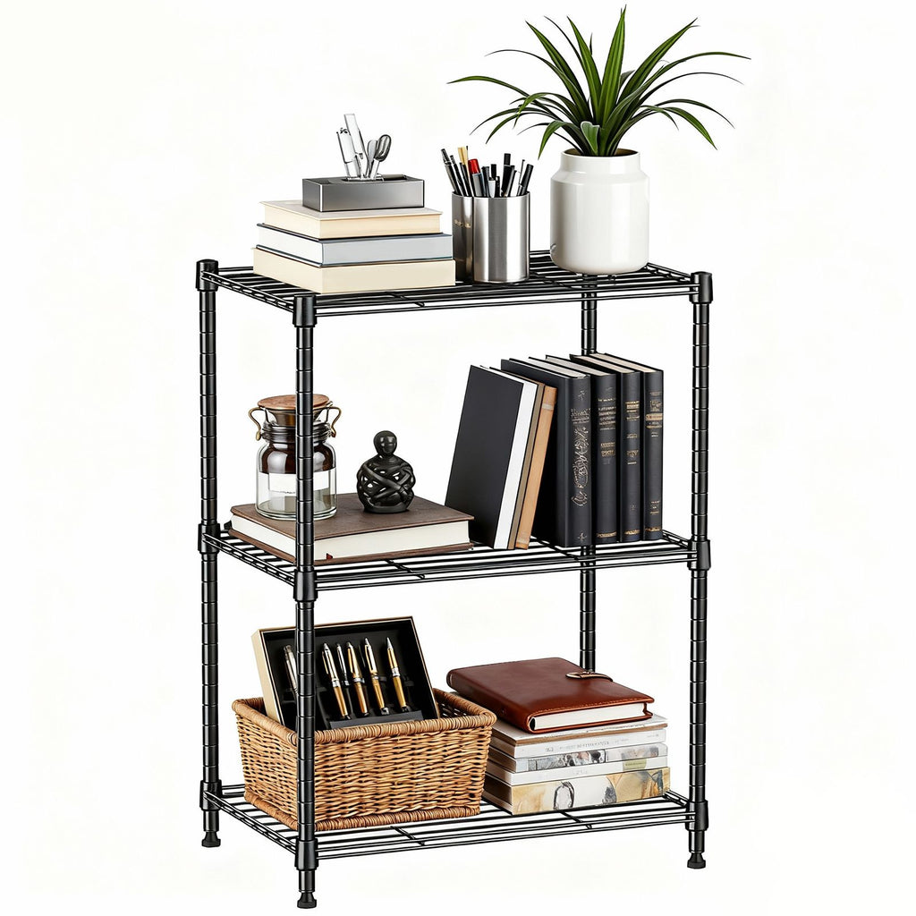 450 lbs Wire Storage Shelving 3-Tier Utility Shelving Unit Steel Organizer Wire Rack for Home,Kitchen,Office,Chrome(11.8" D x 17.7" W x 26.3" H)