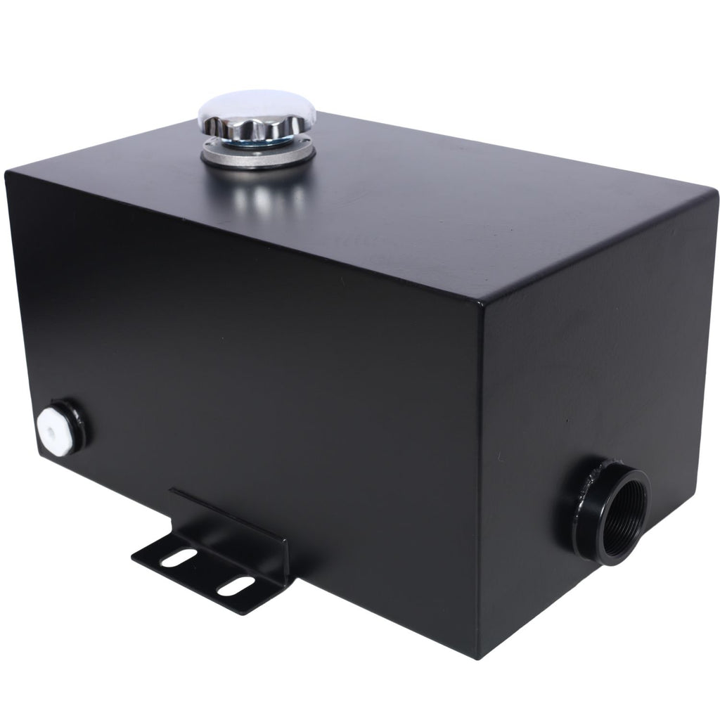 5 Gallon 14 Gauge Steel Hydraulic Fluid Reservoir Tank with Inlet 1-1/2" FNPT and Outlet 3/4" FNPT, Integral Mounting Foot On Each End, Black