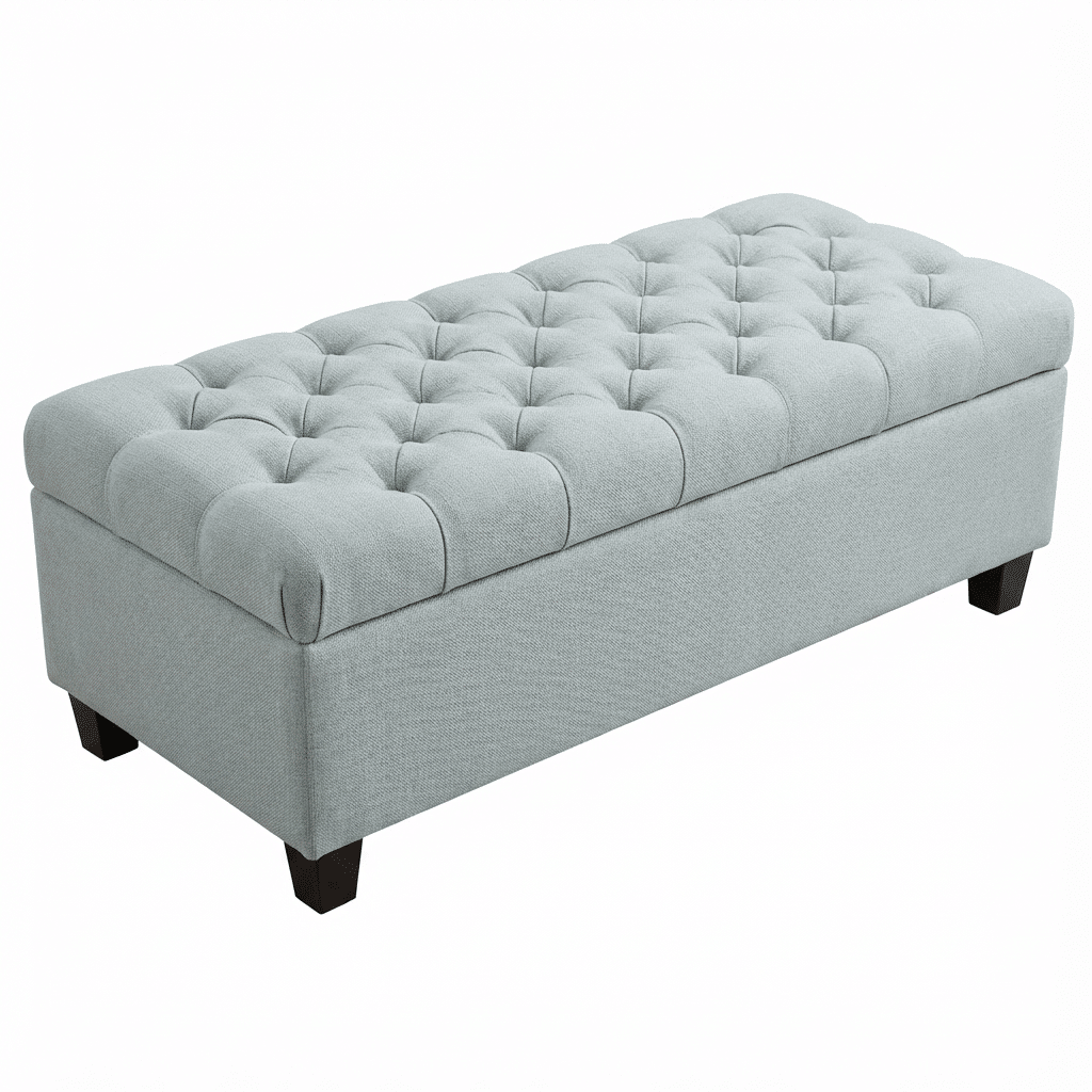 50.25" Storage Ottoman Bench - baby Blue Storage Bench End of Bed with Safety Hinges, Footrest Stool for Living, Dining Room, Entryway and Hallway