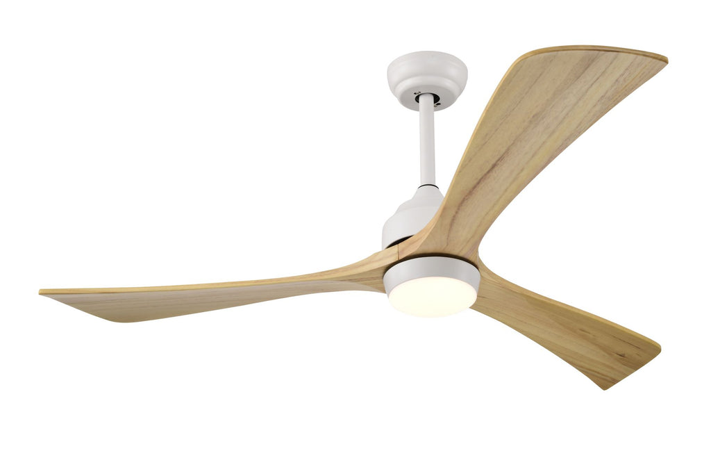 52" Ceiling Fan with Lights Remote Control,Quiet DC Motor 3 Blade Ceiling Fans 6 Speed Levels,Reversible Ceiling Fan, for Patio Living Room, Bedroom, Office,Indoor.(White +Natural)