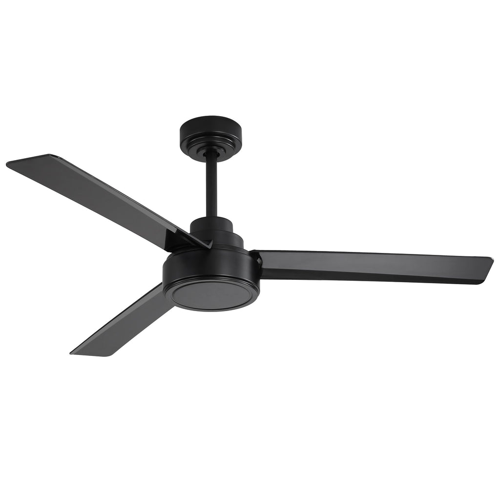 52" Ceiling Fan Without Light, 3 ABS Blades Farmhouse Ceiling Fan with Remote Control 6-speed Reversible DC Motor Black for Living Room, Bedroom, Kitchen