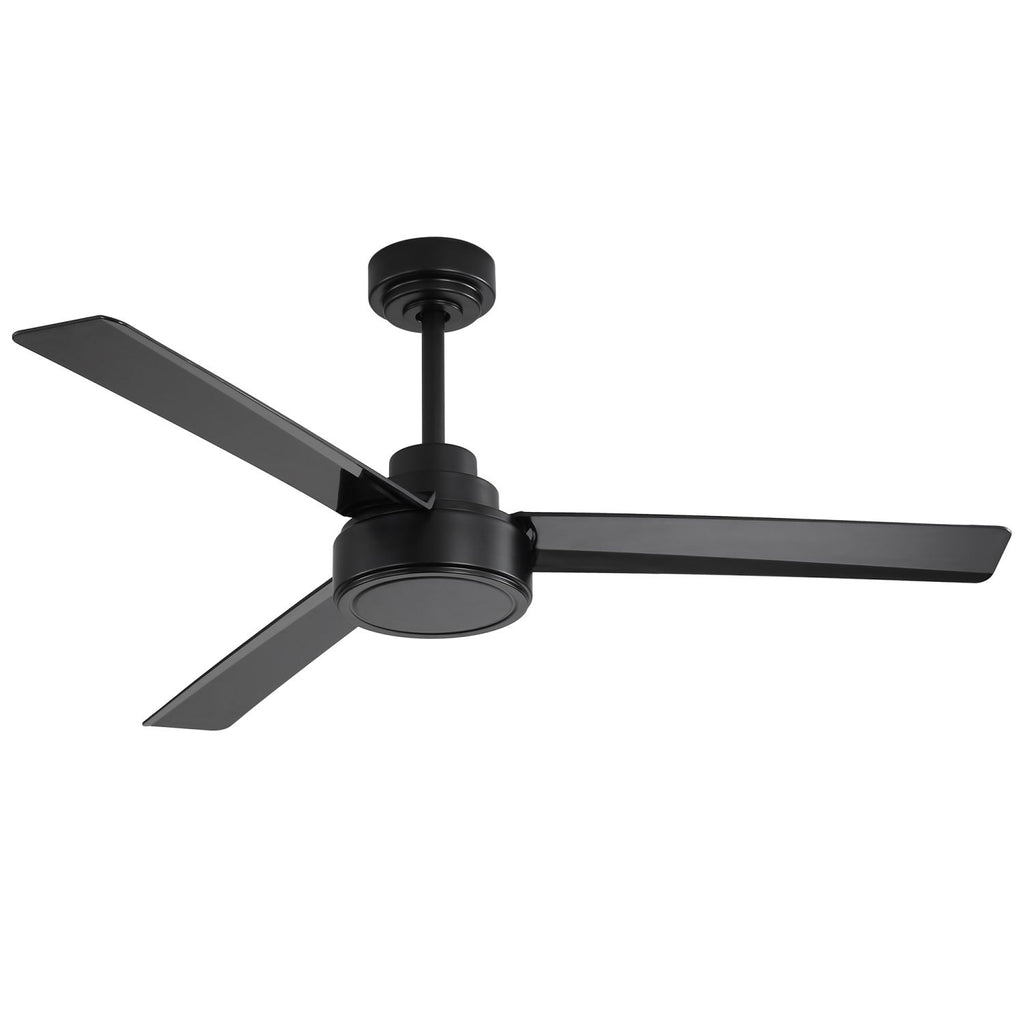 52" Ceiling Fan Without Light, 3 ABS Blades Farmhouse Ceiling Fan with Remote Control 6-speed Reversible DC Motor Black for Living Room, Bedroom, Kitchen