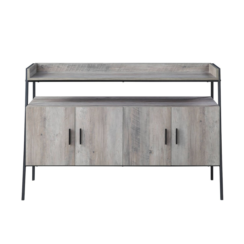 52-Inch TV Stand with 1 Open Compartment, Gray Oak and Black