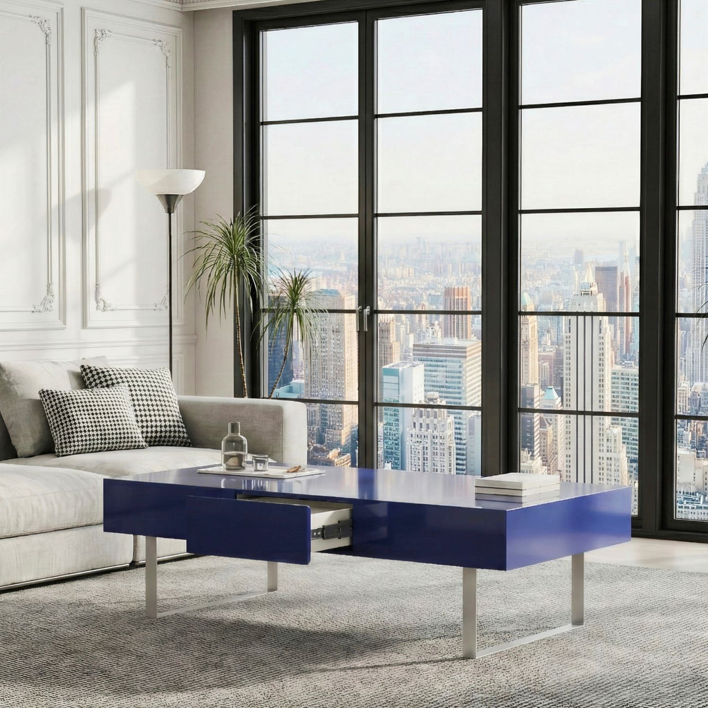 52.4" x 26.8" x 15.6" Coffee Table-High Gloss Blue