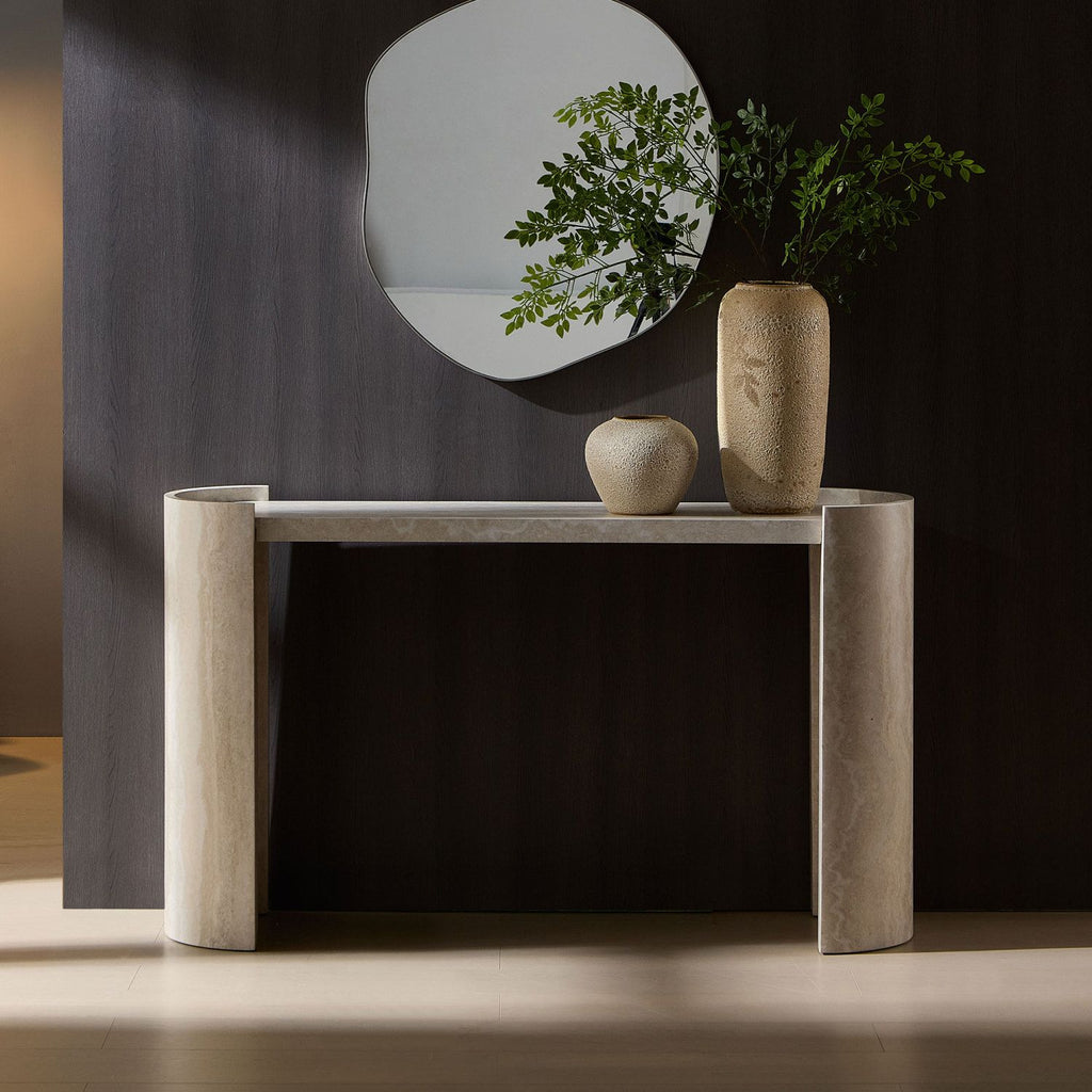 53.15 Inch Faux MARS marble Pattern Entryway Table for Living Room,Narrow Console Table wit, Modern Design MDF Skinny Sofa Table Entrance Table for Hallway, Entrance,Beige