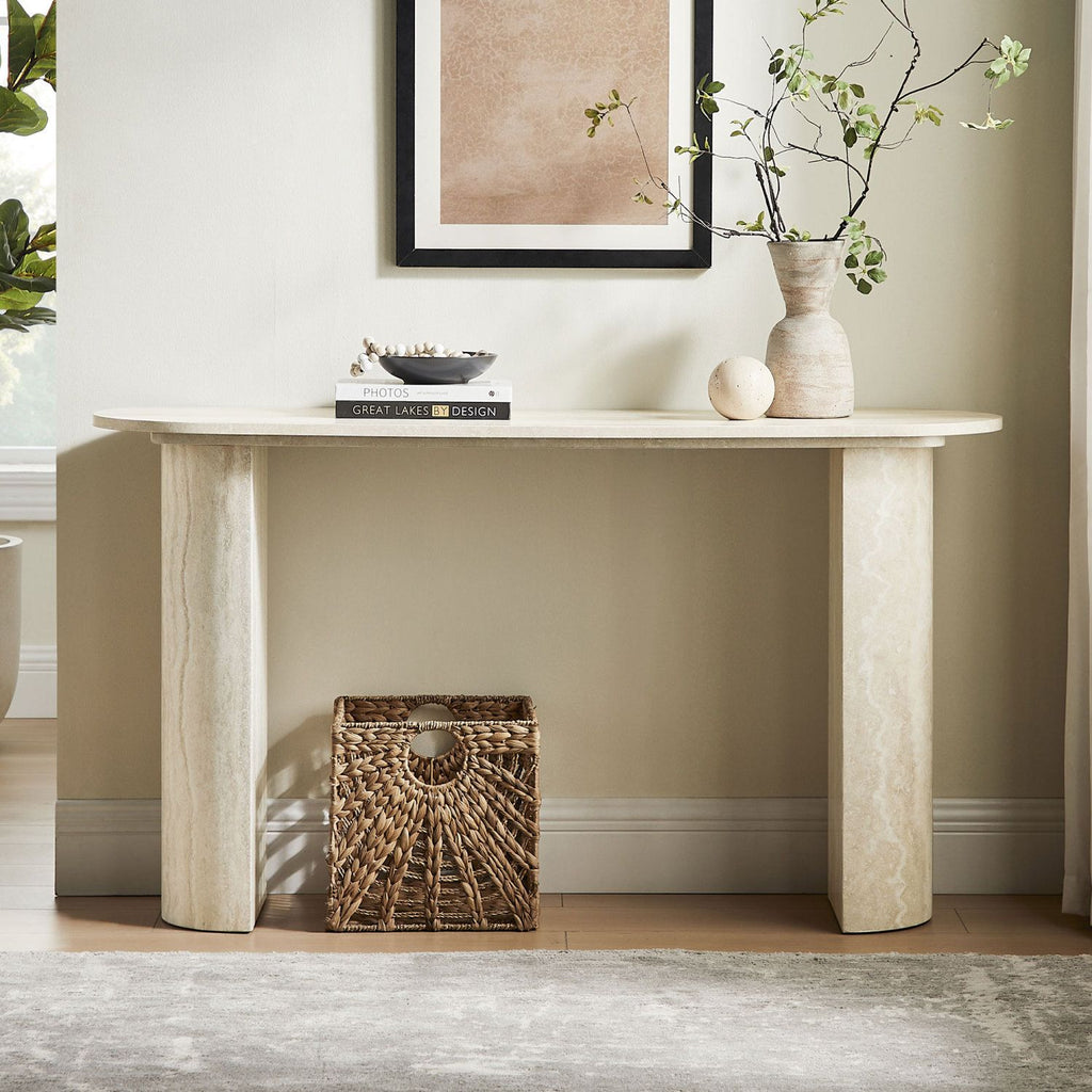 55.12 Inch Faux MARS marble Pattern Console Table for Living Room,Narrow Console Table wit, Modern Design MDF Skinny Sofa Table Entrance Table for Hallway, Entrance,Apartment