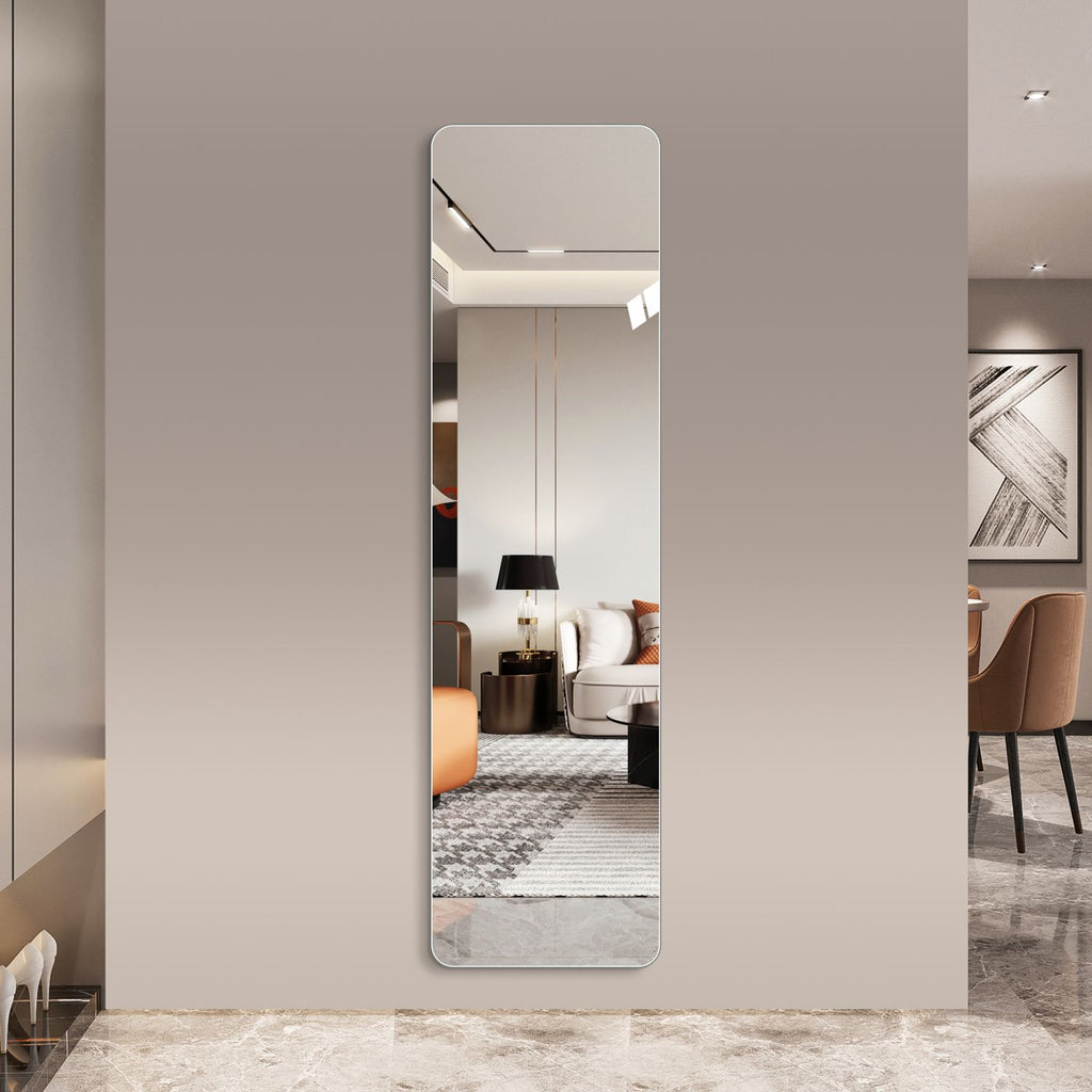 56"x 15" inch Full Body round corner mirror for Living Room Bedroom Cloakroom Wall hanging with hanging hole High quality 5mm silver mirror Explosion-proof glass