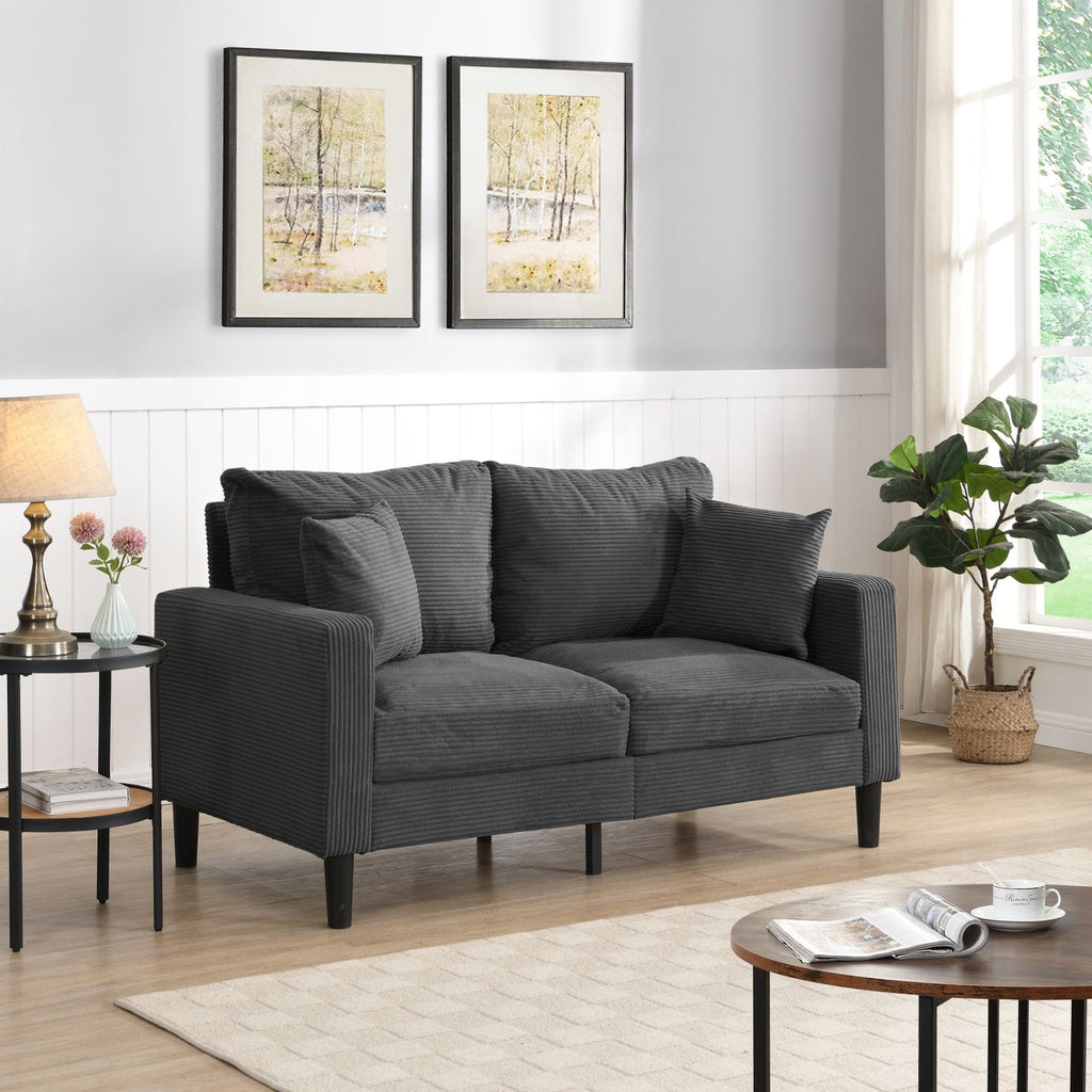 57 " High Resilience Loveseat Sofa, Wooden Frame 2 Seat Sofa, Comfy , Small Space Saving Modern Upholstered Sofa, Living Room Bedroom Apartment Small Space ,Dark gray