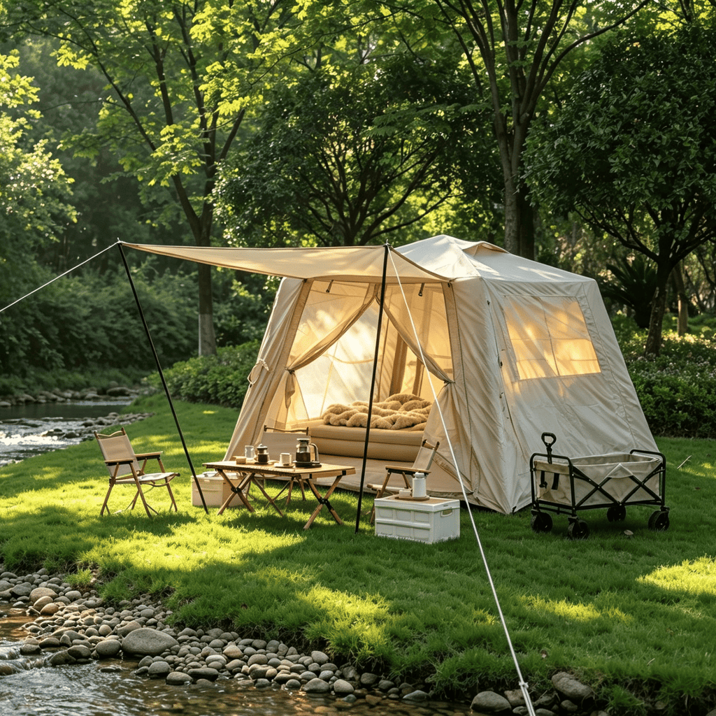 5.76 m ² Inflatable Tents for Camping with canopy, Blow Up Tent with Hand Pump, Easy Setup InflatableTent 4 Season Tent, Waterproof Oxford Air Glamping Tents for Camping Adult 2-3 Person