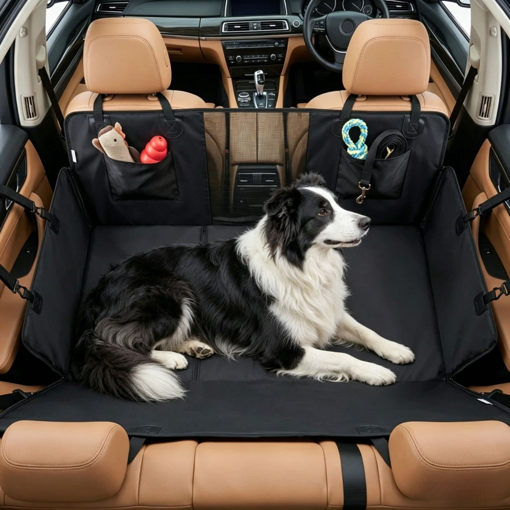 58"L Waterproof Dog Car Hammock Seat Cover, Hard Bottom Back Seat Extender for Car & SUV