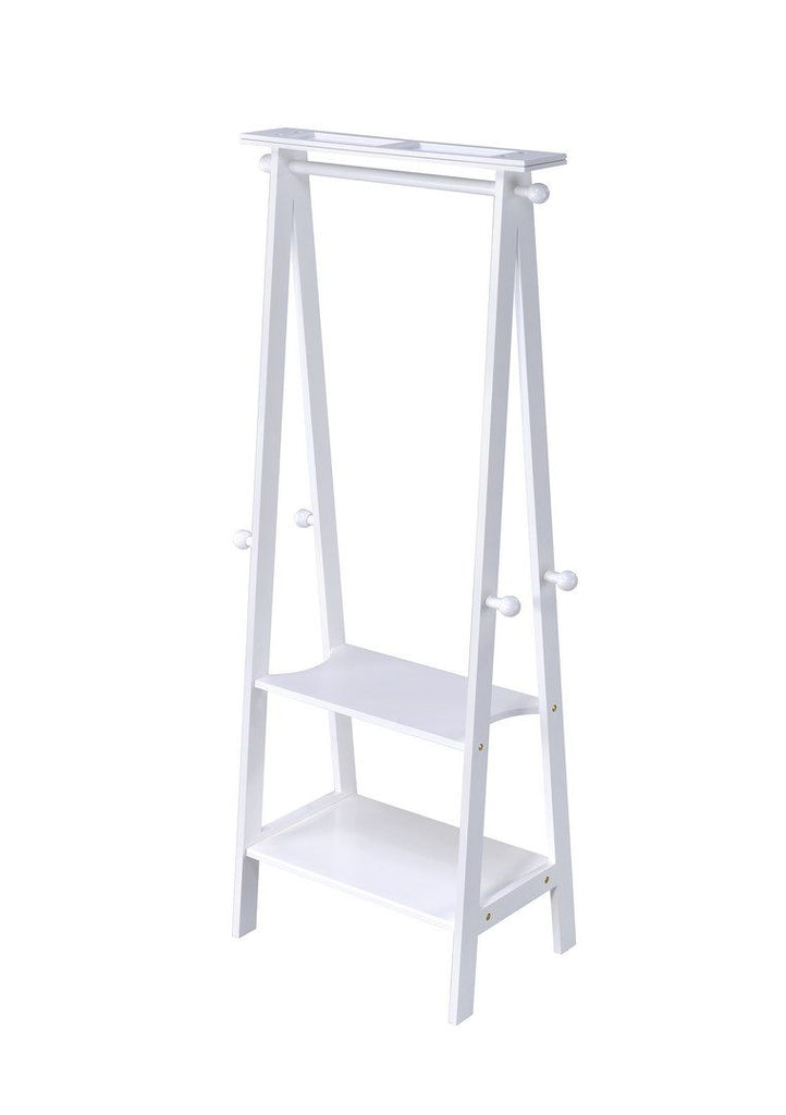 59" Tall Standing Garment / Coat Rack, White finish