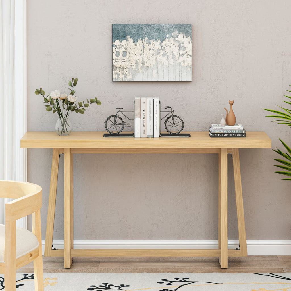 59.84'' Console Table, Stylish Rectangular Entryway Table, Out Console Table for Patio, Sturdy Construction Hall Table, Sofa Table for Hallway, Living Room, Bed Room and Patio,Wood color, Natural