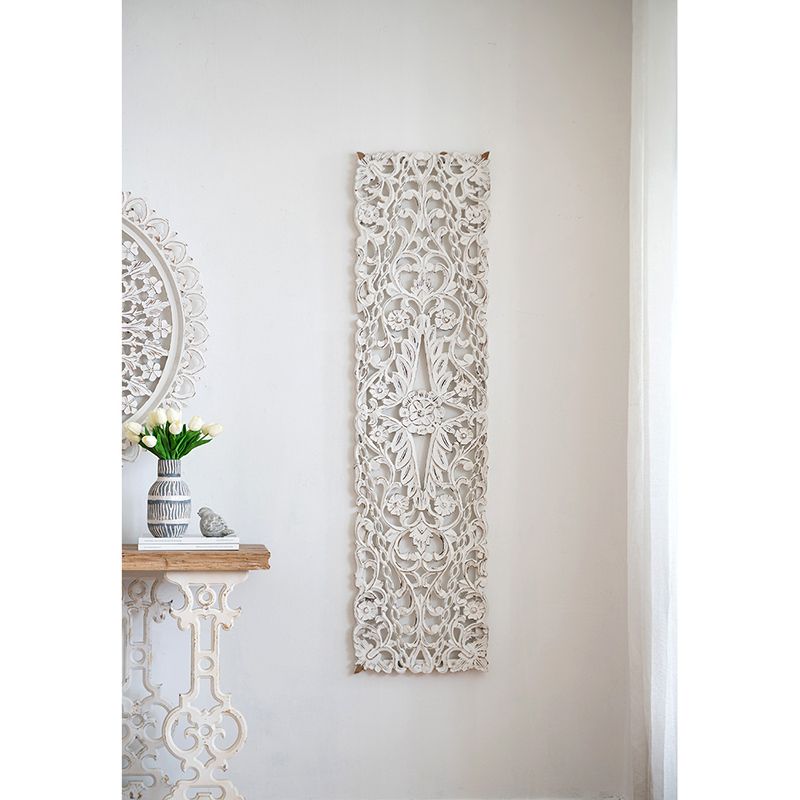 59.8x15.7x1.4" Floral Vine Panel, Decorative Wall Sculpture