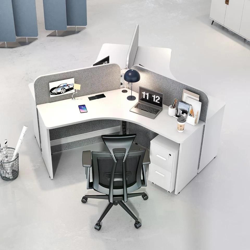 6 Person Office Cubicle Desk Workstation w/Drawers Adjustable Wall Partitions