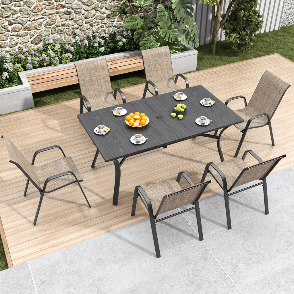 6-Piece Outdoor Dining Chairs Set, Wide Ergonomic Seat, 350 lbs Capacity per Chair, Waterproof & Rust-Resistant Teslin Fabric Metal Frame, Ideal for Patio, Garden, Banquet Hall & Commercial Use