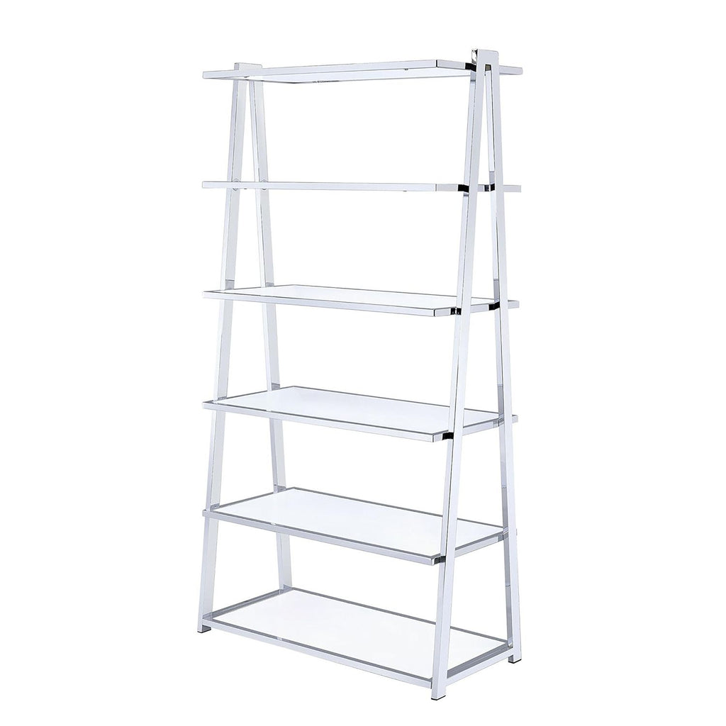 6-Tier Fixed Shelves, White High Gloss and Chrome