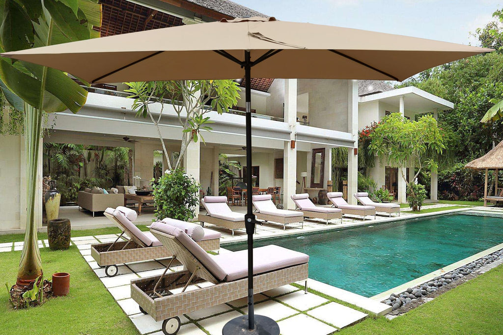6 x 9ft Patio Umbrella Outdoor Waterproof Umbrella with Crank and Push Button Tilt without flap for Garden Backyard Pool Swimming Pool Market