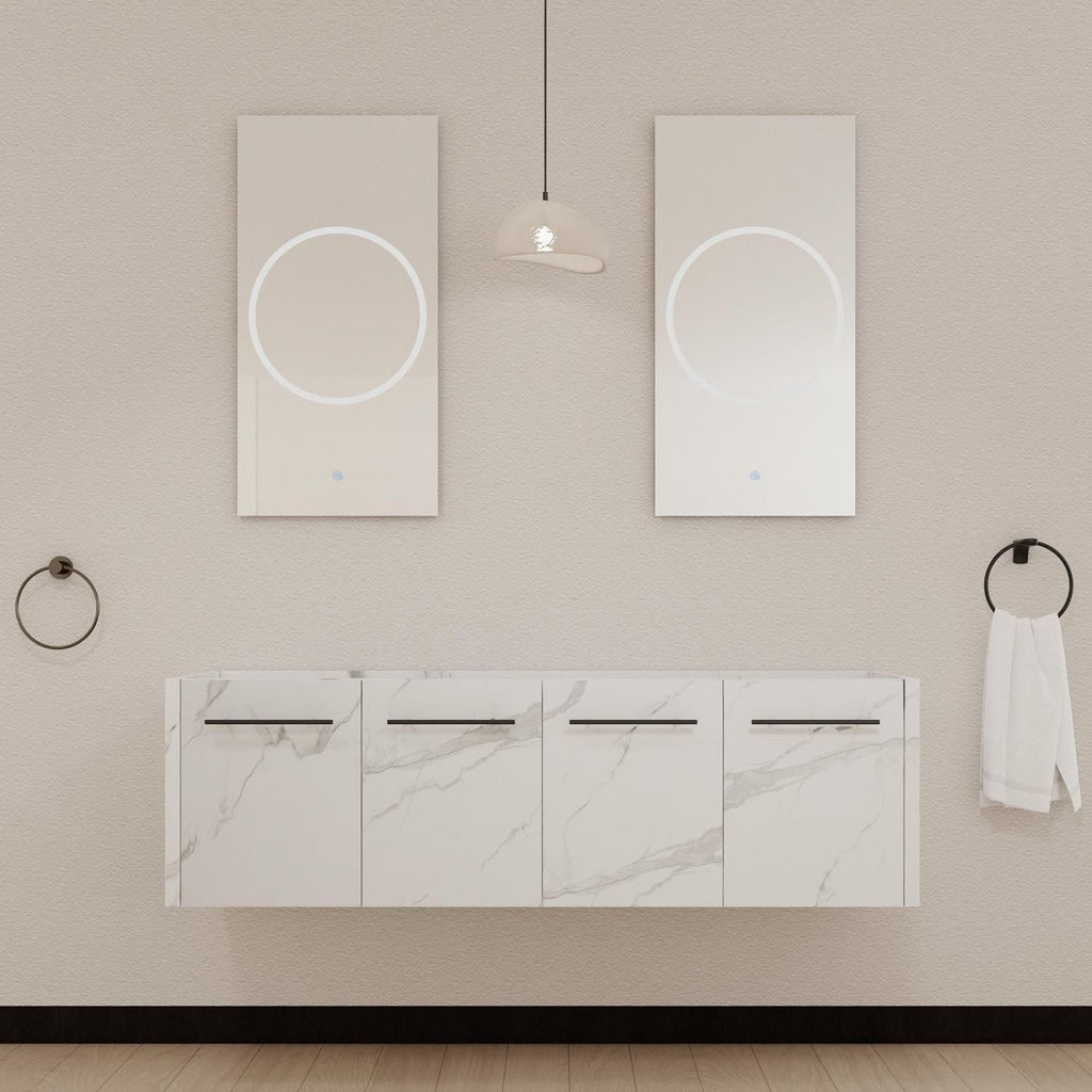 60 Inch(58 11/16'') Wall-mounted Bathroom Vanity (Only the Cabinet Body, No Top Sink)-BVB09160CW