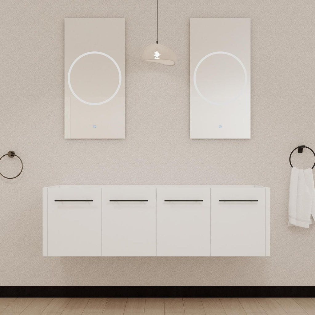 60 Inch(58 11/16'') Wall-mounted Bathroom Vanity (Only the Cabinet Body, No Top Sink)-BVB09160GWH