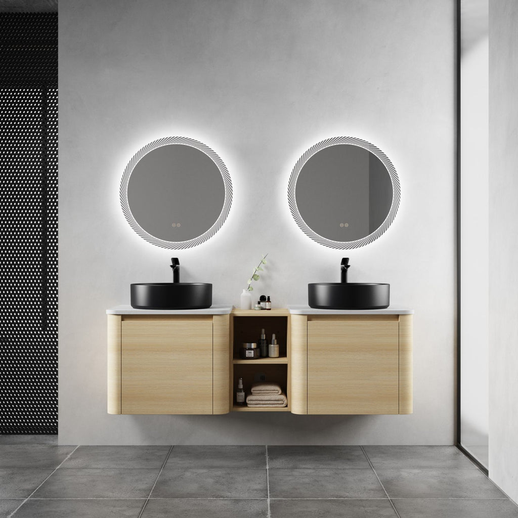 60'' Wall-Mounted Bathroom Vanity With Ceramic Art Sink, and 1-Storage Shelves, Soft-Close Door, KD-Packing, Plywood